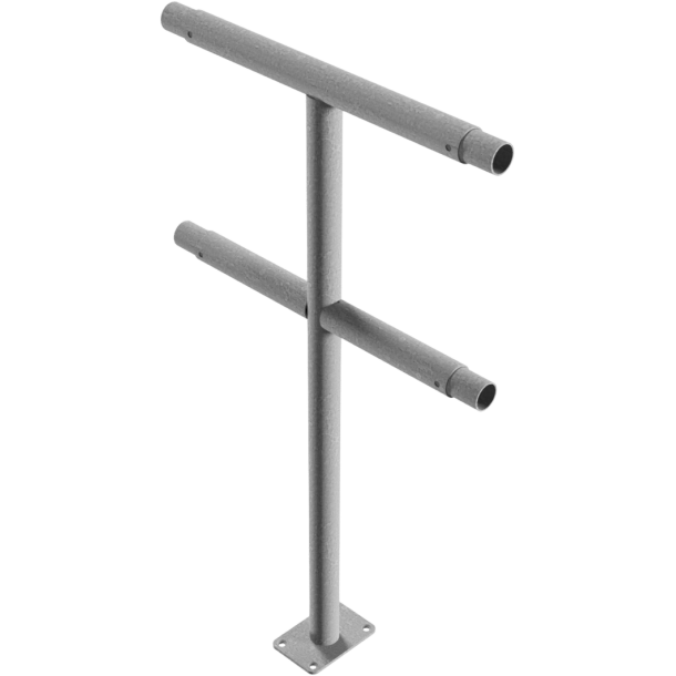 Protective railing | Steel tube  48 mm | Fixed postto be fixed by plugs | Middle post | hot-dip galvanized